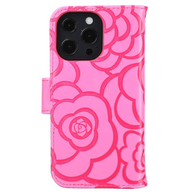 Camellia Flower Wallet Phone Case Combining Shock Resistance, Kickstand Functionality